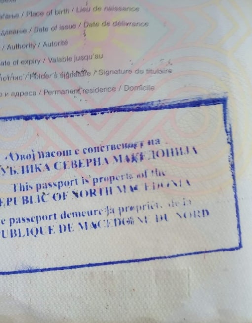 Macedonian border officers begin labeling passports as “property of North Macedonia”