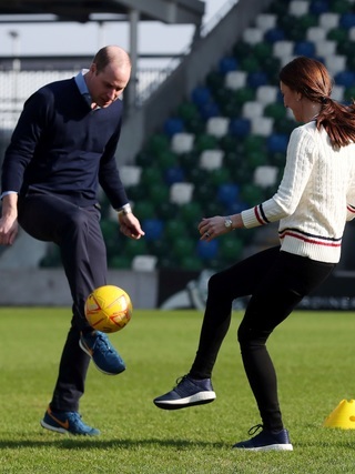 Kate Middleton and Prince William play soccer in Ireland