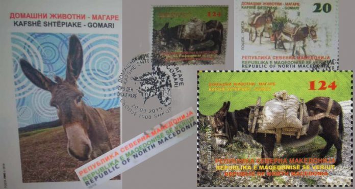 The first postage stamp of north (bilingual) Macedonia is a donkey – what do they want to tell us?