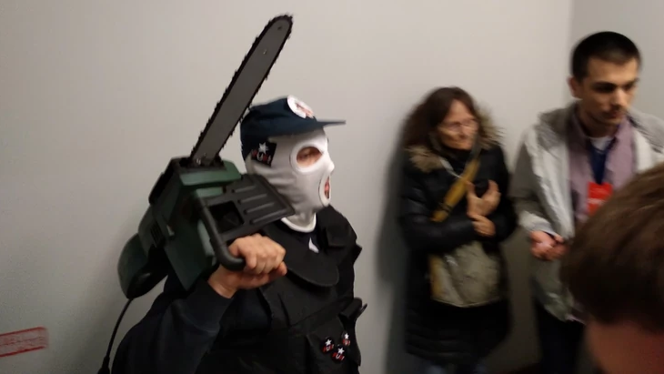 Serbian protesters who entered a TV station with a chainsaw released from detention