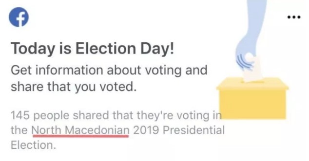 Facebook says we are voting in ‘North Macedonian’ presidential election!