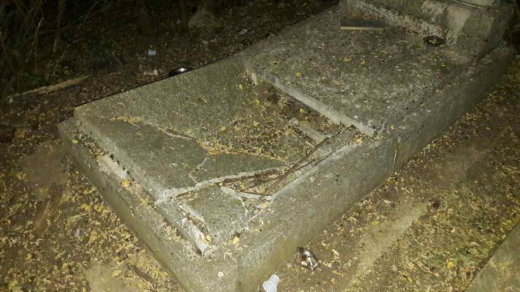 Christian graves damaged in a village in an ethnically mixed area north of Skopje
