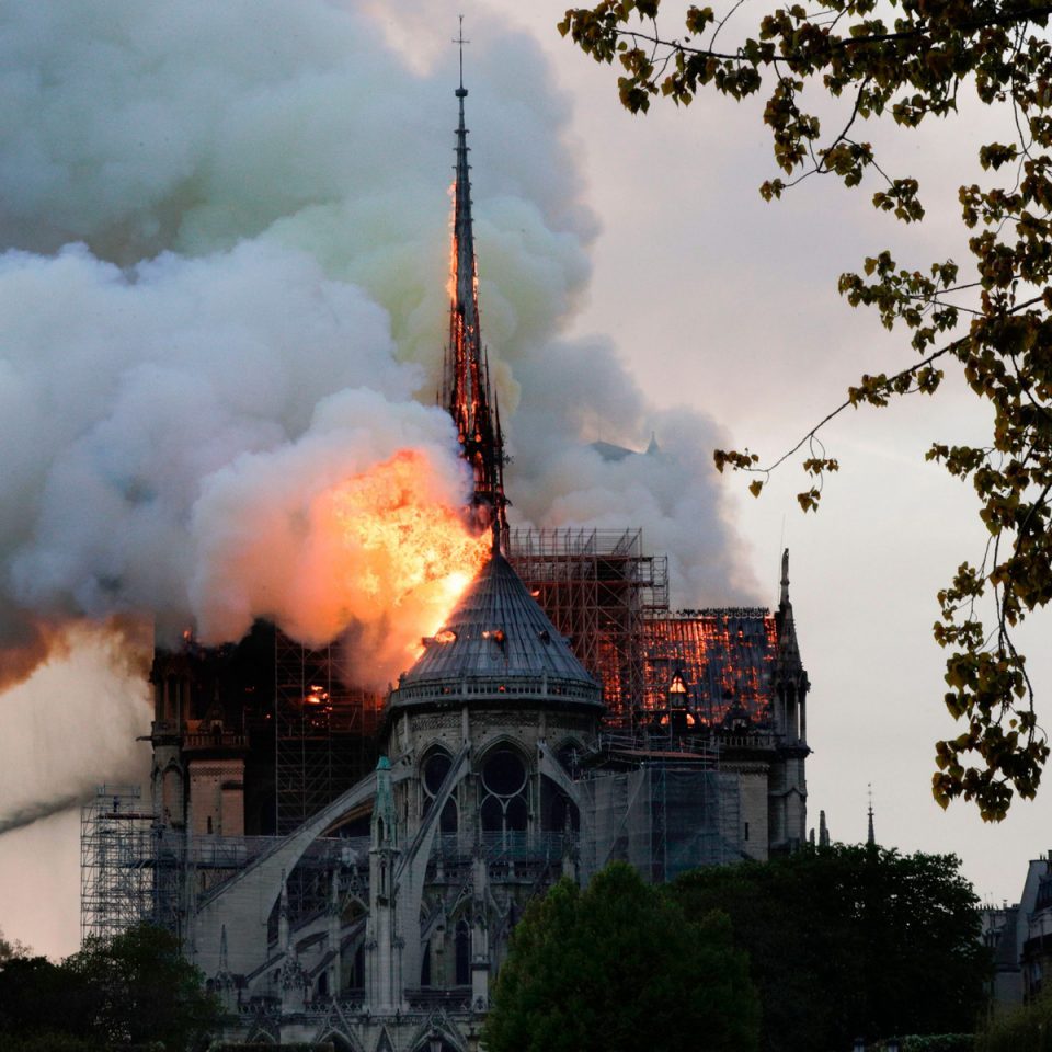 Roof collapses at Paris’ Notre Dame Cathedral as massive fire rages