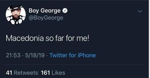 Boy George gives support to Tamara Todevska