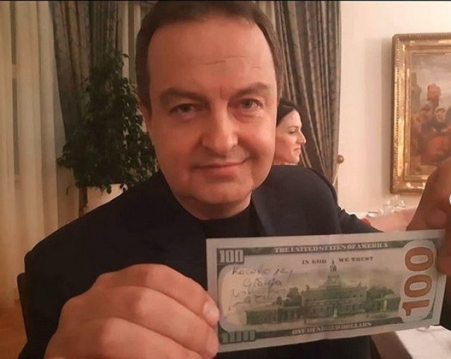 Dacic joins latest Instagram challenge, writes “Kosovo is Serbia” on $100 banknote