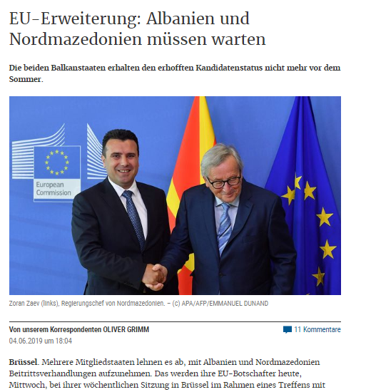 Die Presse: Zaev’s visit to Brussels changed nothing, no EU accession date for Macedonia and Albania