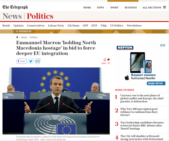 The Telegraph: France is holding Macedonia hostage