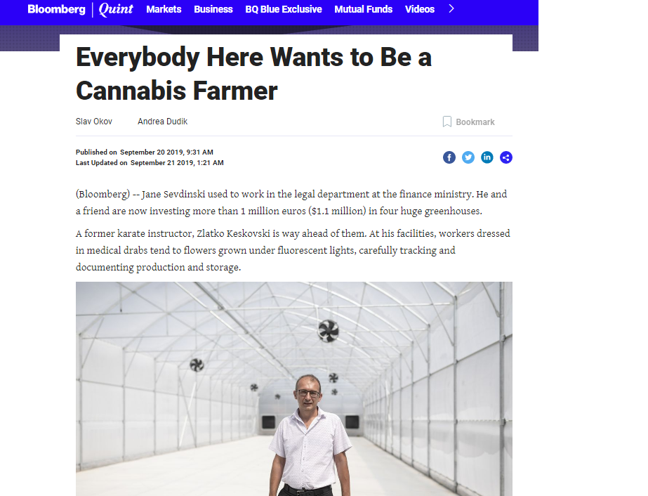 Alfa: Zaev’s cannabis on Bloomberg’s pages, Prime Minister’s cousin refuses to talk about his marijuana business