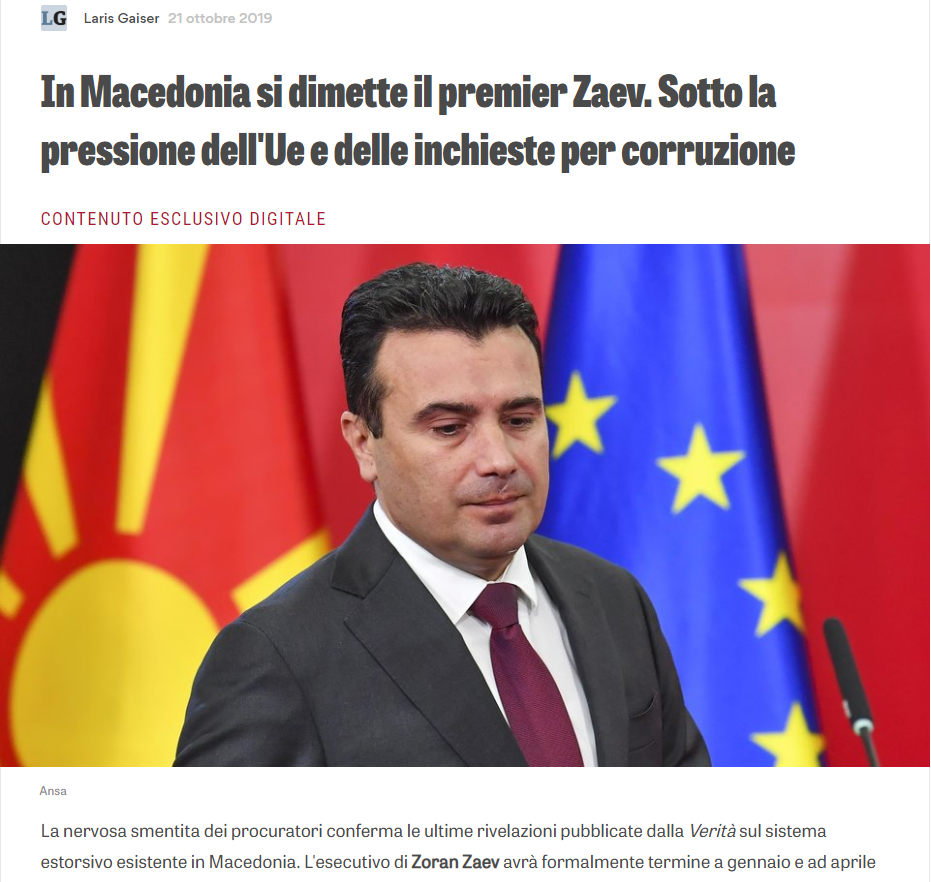 La Verita: Nobody is denying Zaev’s involvement in the Racket scandal, curious how Pendarovski is pulling away from him
