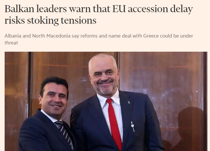The Prespa treaty is in jeopardy if SDSM loses the elections, Zaev tells the Financial Times