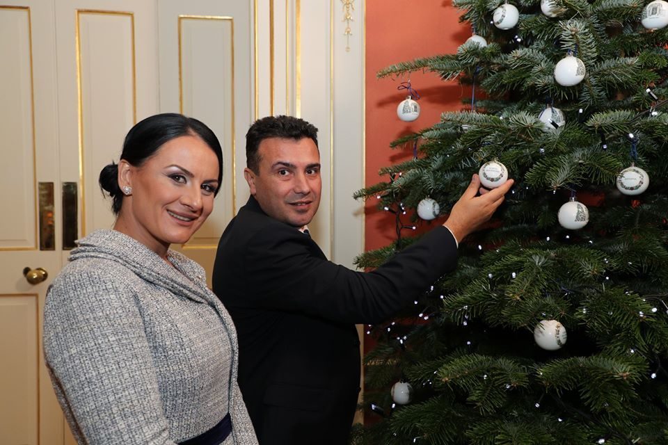 The outgoing PM and his wife at Johnson’s “warm pre-Christmas” reception