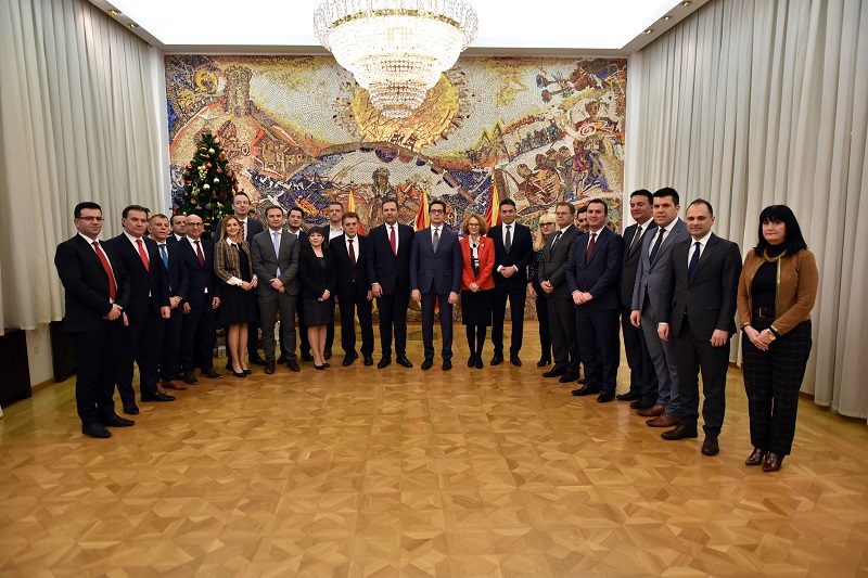 President Pendarovski meets members of interim Government, Culev and Mizrahi not on the photo