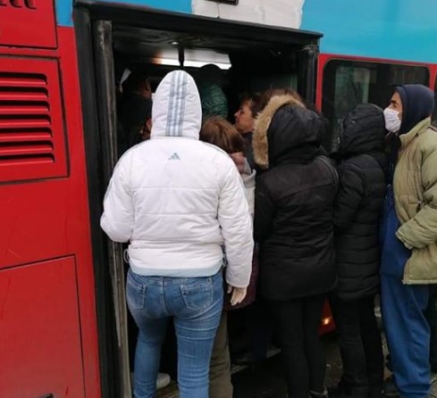 Reductions in public buses in Skopje has made them greatly overcrowded