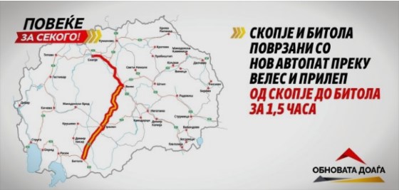 VMRO-DPMNE pledges to build new Skopje-Bitola highway