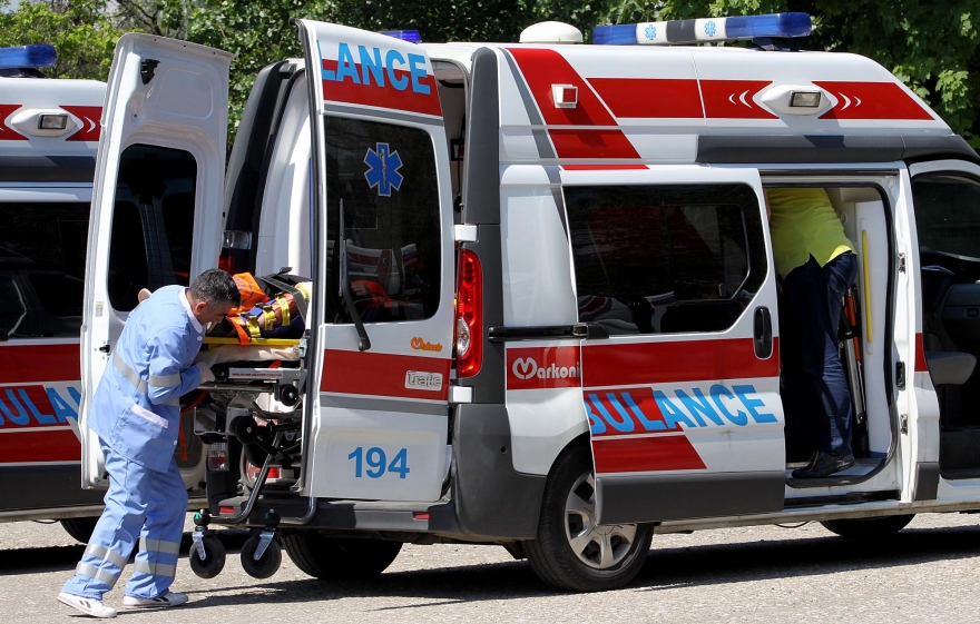 Two girls hit by a car while standing at a bus stop in Skopje