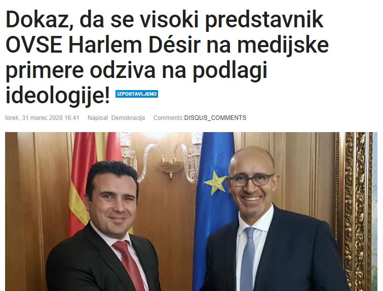 “Demokracija” calls out OSCE media freedom chief Desir for ignoring attacks on journalists in Macedonia
