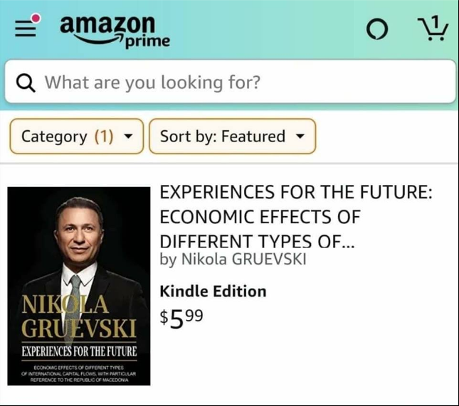 E-version of Nikola Gruevski’s book “Experiences for the future” goes on sale on Amazon