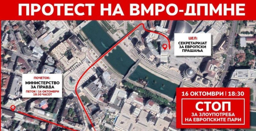 Stop the abuse of EU funds: VMRO-DPMNE to stage a new protest on Friday