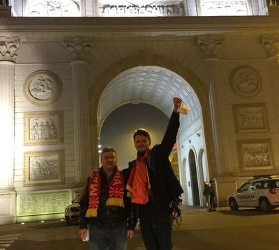 President Ivanov joins football fans gathered at the Macedonia Square