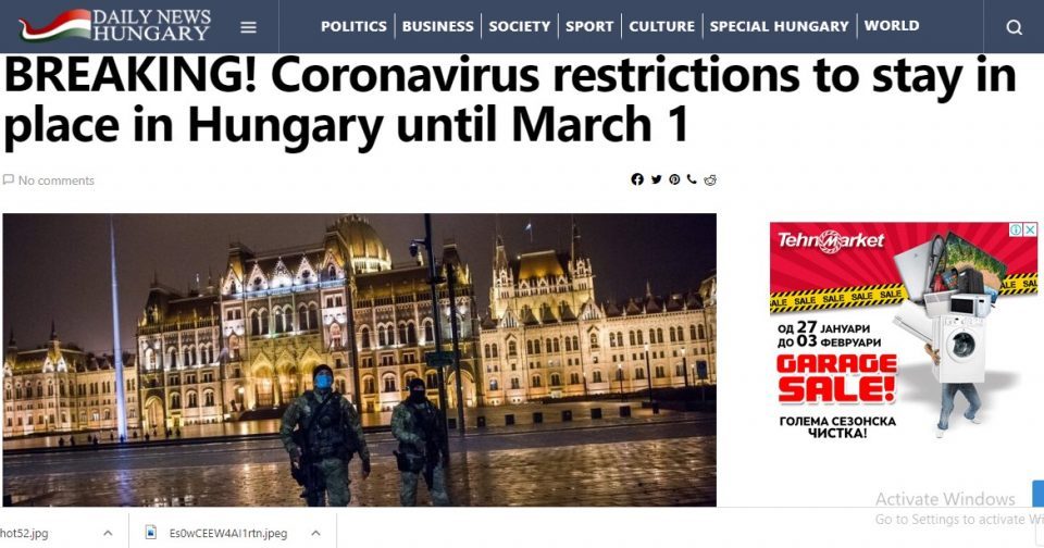 Coronavirus restrictions to stay in place in Hungary until March 1