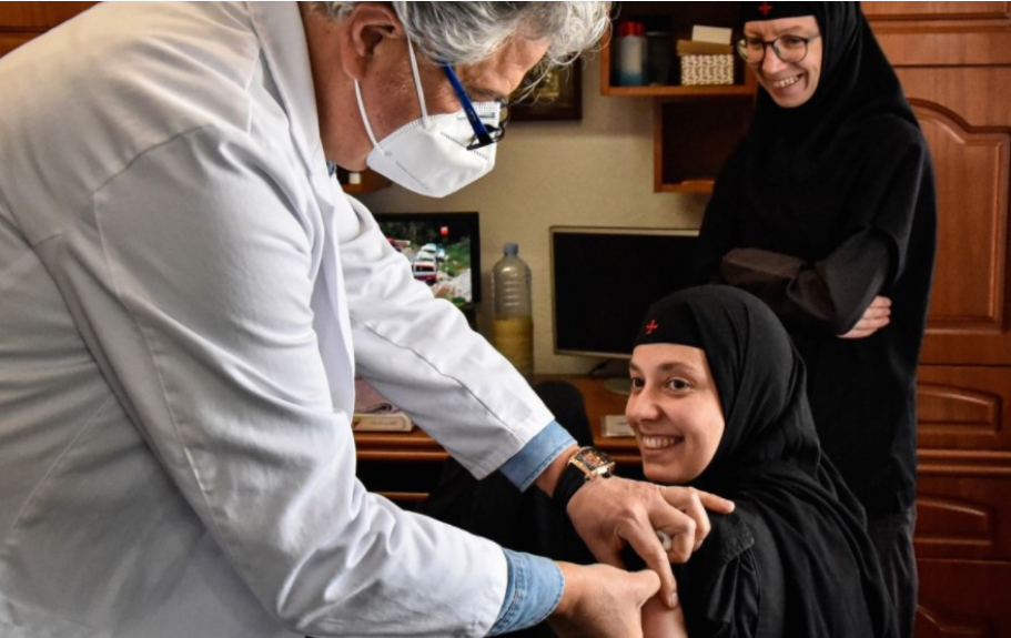 Monks and nuns from the monasteries in the south-west began receiving coronavirus vaccines