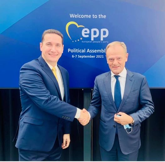 Vladimir Gjorcev meets EPP President Donald Tusk in in Brussels