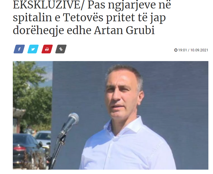 Artan Grubi also expected to resign tonight