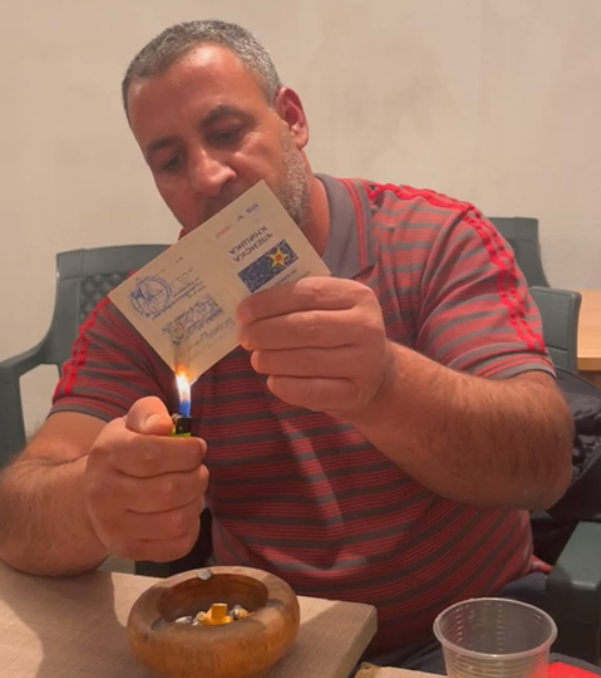 Disappointed citizen sets his SDSM membership card on fire: Zaev personally promised him disability pension, but was left without pension, without job and without health