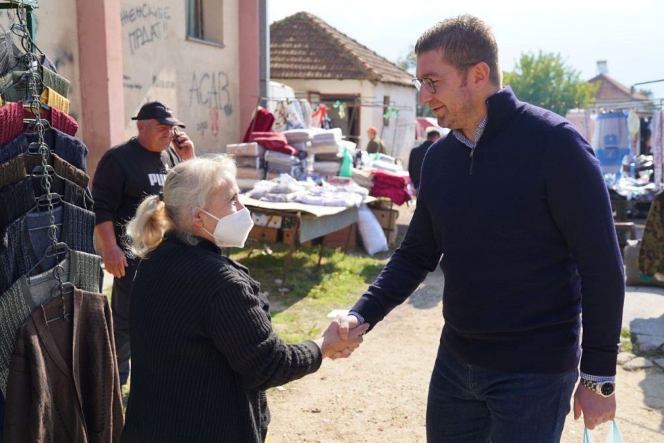 Mickoski campaigned in Novo Selo, trying to extend his first round victory to the rural areas