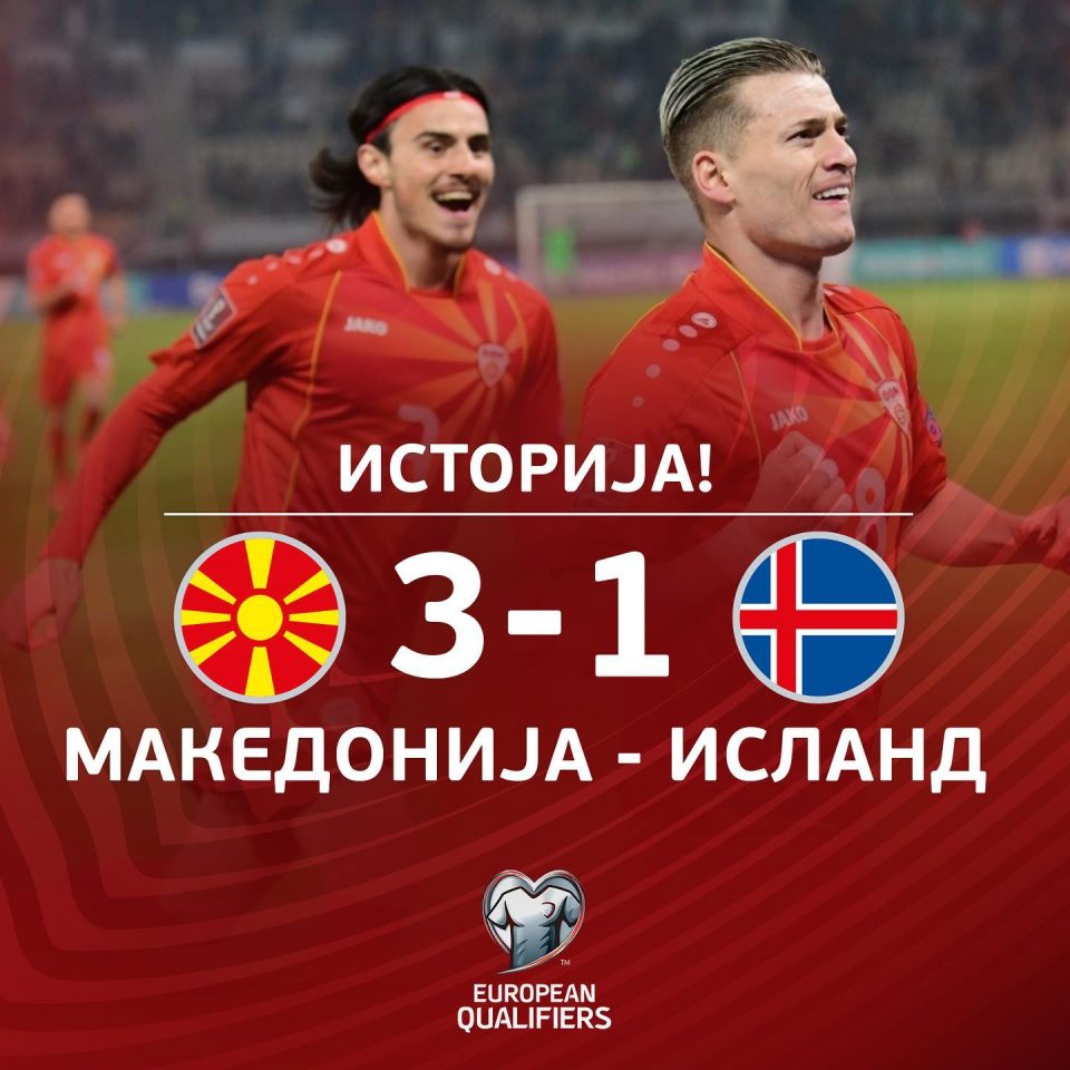 Football: Macedonia beats Iceland 3:1, advances to the second round of the World Cup qualifications