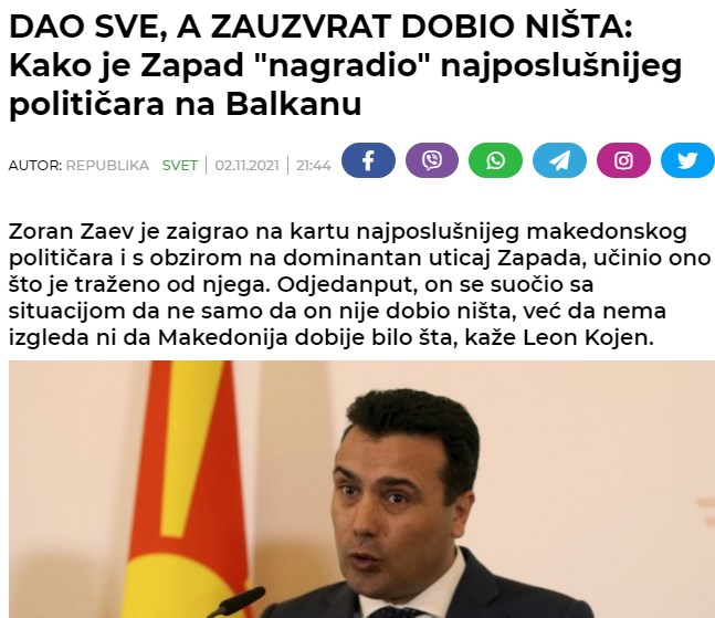 “Zaev gave away everything and got nothing from the West”
