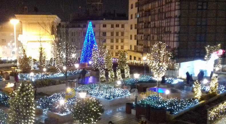 Downtown Skopje decorated for the Christmas and New Year holidays