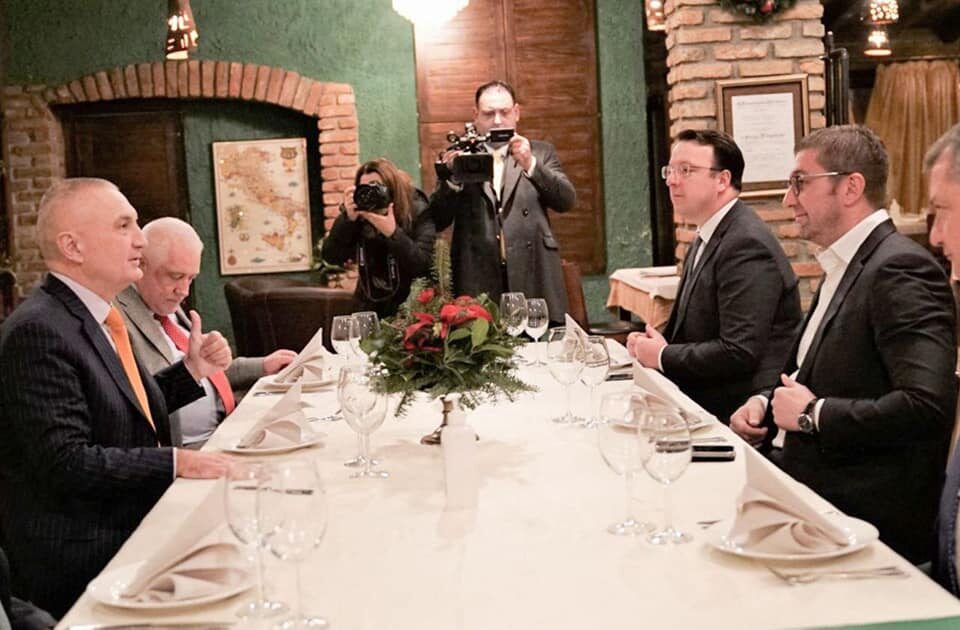Mickoski and Nikoloski at a working dinner with Ilir Meta