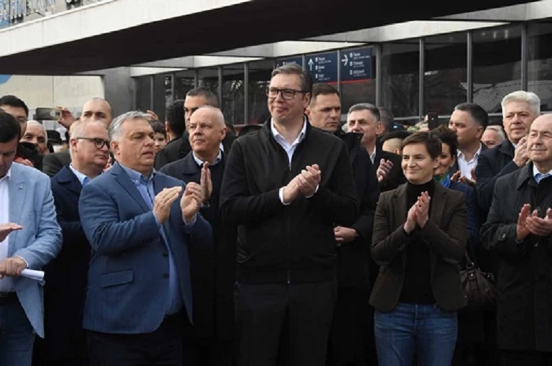 Vucic and Orban were among the first passengers on the Chinese funded high speed rail link between Belgrade and Novi Sad