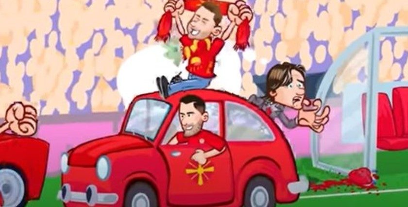 Cartoon made about Macedonia’s historic victory in match against Italy