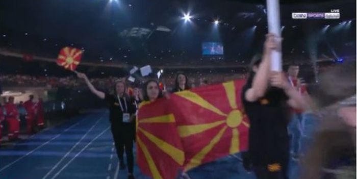 Georgievski and Zaborska carry Macedonia’s flag at the opening of the Mediterranean Games in Oran
