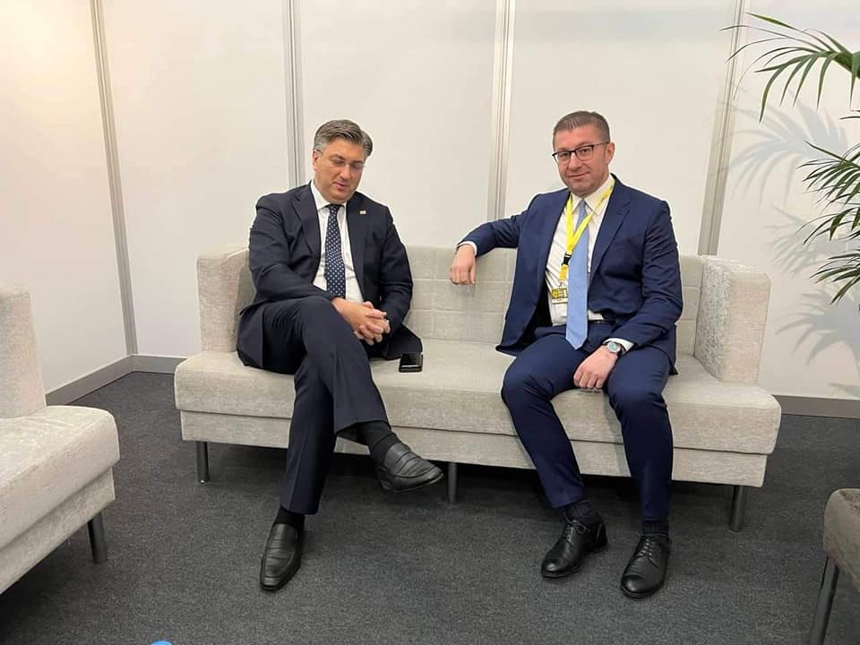 Mickoski meets Croatian PM Plenkovic in Rotterdam