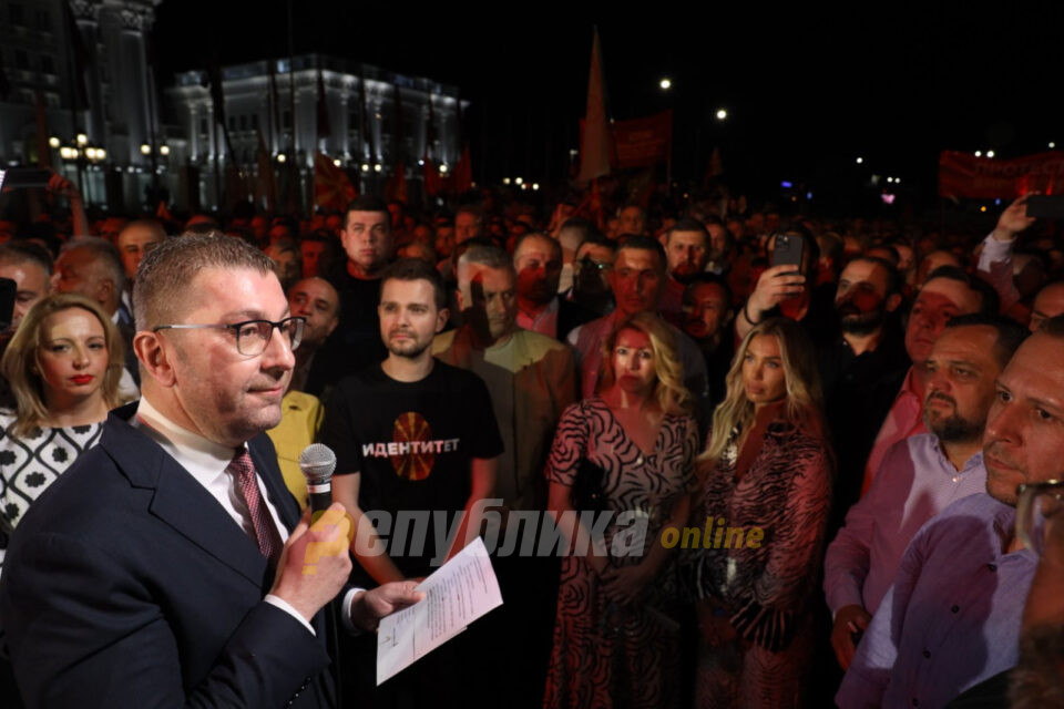 Albanian singer Adelina Tahiri attends opposition protest in Skopje