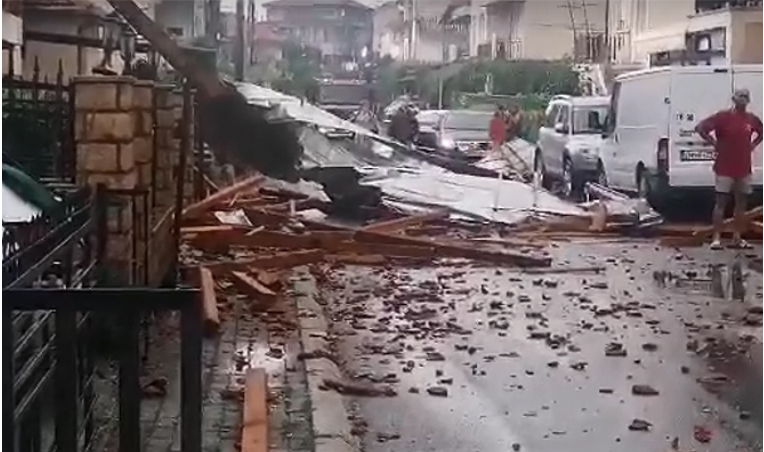 Storm in Ohrid, fallen roof structure damaged several houses