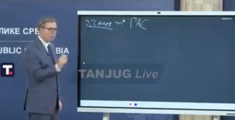 Vucic explained on blackboard how he saved Serbia from bankruptcy and why the purchased gas is stored in Hungary