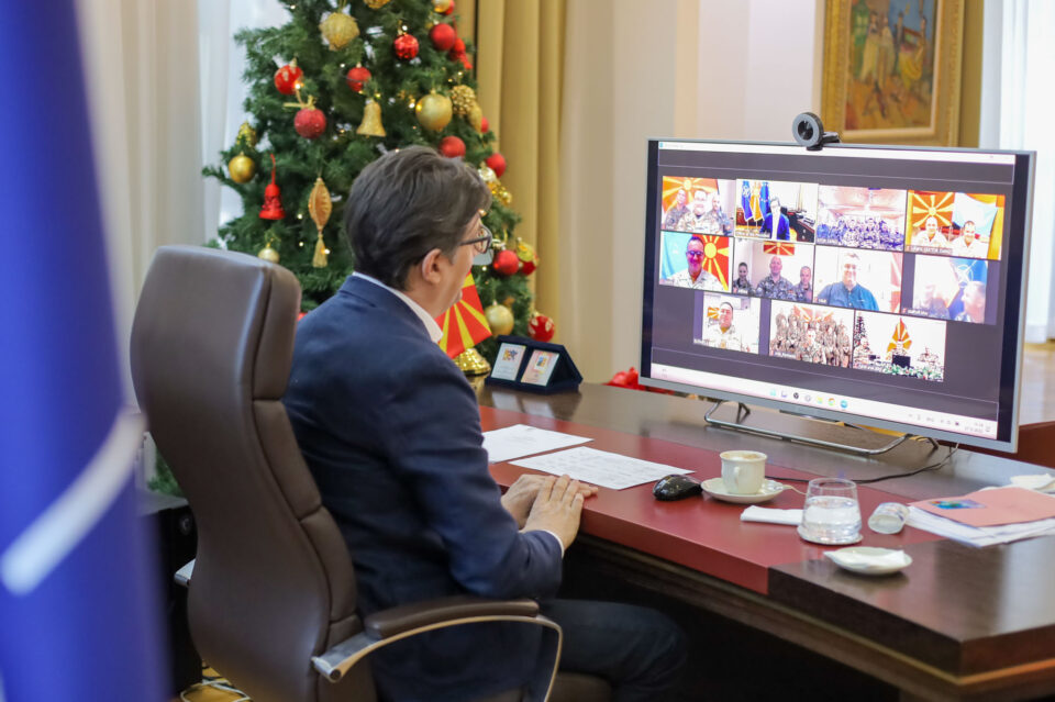 Pendarovski holds video call with servicemen serving in international missions ahead of holidays