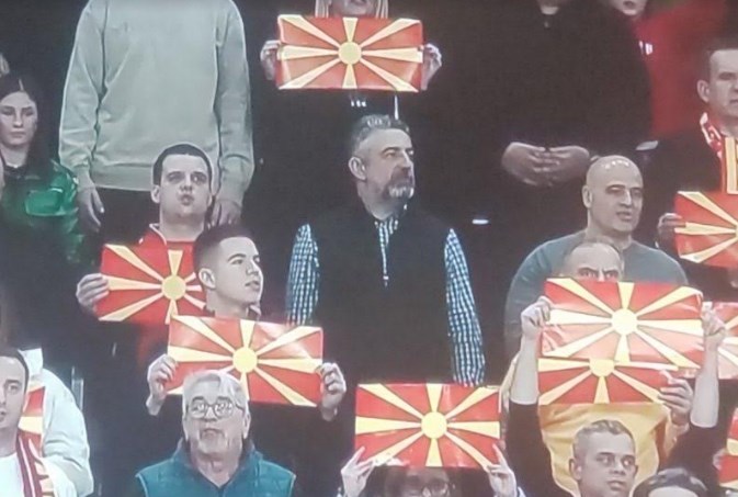 Only Kovacevski and Zecevic are not holding Macedonian flags