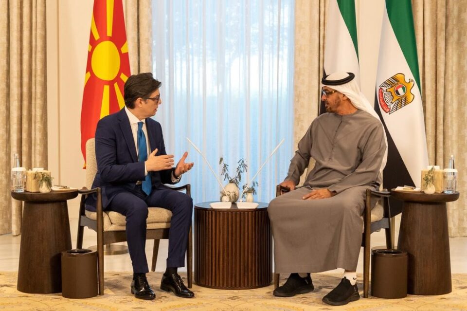 President Pendarovski meets UAE Sheikh Mohamed bin Zayed Al Nahyan