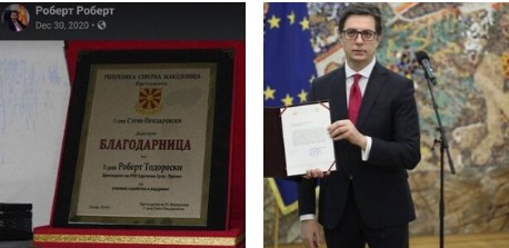 Pendarovski honored the SDSM activist known for making death threats against VMRO officials and their families
