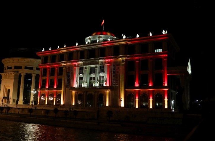MFA building lit in colors of German flag ahead of Baerbock visit
