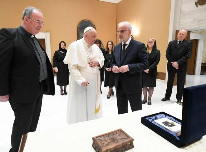 Parliament Speaker Xhaferi presented the Pope with a valuable icon from Macedonia