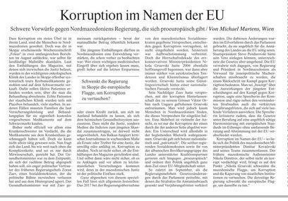FAZ describes the actions of the ruling coalition in Macedonia as “corruption in the name of the EU”