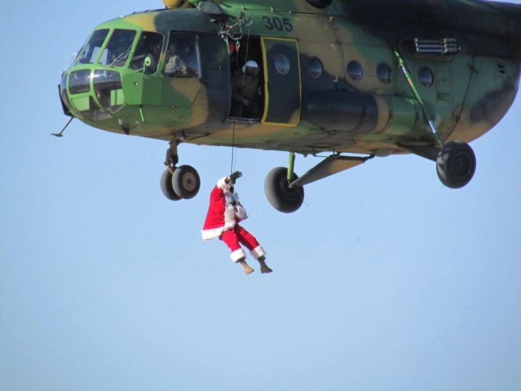 Santa Claus is landing by helicopter in Petrovec today