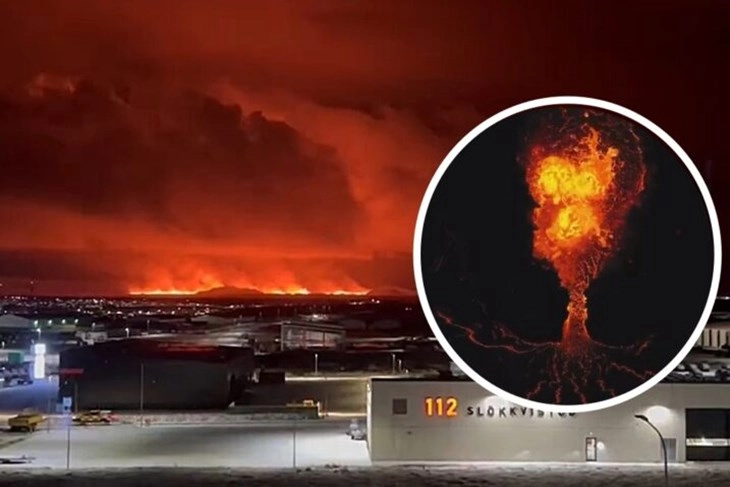 A volcano in Iceland bursts following weeks of intense seismic activity