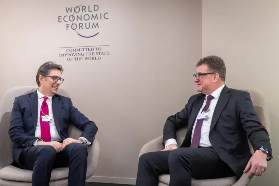 Pendarovski and Lajčák meet during the World Economic Forum on the sidelines